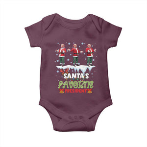 Christmas Trump Baby Onesie Santa's Favorite President Funny Dancing TS02 Maroon Print Your Wear