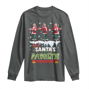 Christmas Trump Long Sleeve Shirt Santa's Favorite President Funny Dancing TS02 Dark Heather Print Your Wear