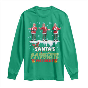 Christmas Trump Long Sleeve Shirt Santa's Favorite President Funny Dancing TS02 Irish Green Print Your Wear