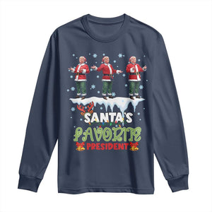 Christmas Trump Long Sleeve Shirt Santa's Favorite President Funny Dancing TS02 Navy Print Your Wear