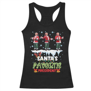 Christmas Trump Racerback Tank Top Santa's Favorite President Funny Dancing TS02 Black Print Your Wear