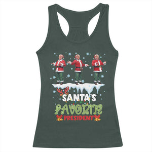 Christmas Trump Racerback Tank Top Santa's Favorite President Funny Dancing TS02 Dark Forest Green Print Your Wear