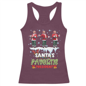 Christmas Trump Racerback Tank Top Santa's Favorite President Funny Dancing TS02 Maroon Print Your Wear