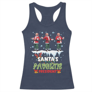 Christmas Trump Racerback Tank Top Santa's Favorite President Funny Dancing TS02 Navy Print Your Wear