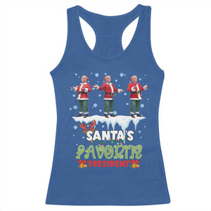 Christmas Trump Racerback Tank Top Santa's Favorite President Funny Dancing TS02 Royal Blue Print Your Wear