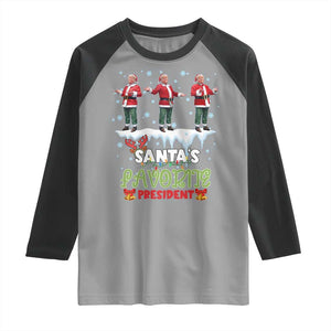 Christmas Trump Raglan Shirt Santa's Favorite President Funny Dancing TS02 Sport Gray Black Print Your Wear