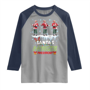 Christmas Trump Raglan Shirt Santa's Favorite President Funny Dancing TS02 Sport Gray Navy Print Your Wear