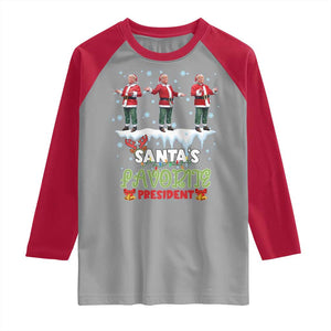 Christmas Trump Raglan Shirt Santa's Favorite President Funny Dancing TS02 Sport Gray Red Print Your Wear