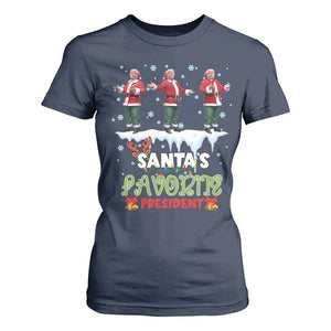 Christmas Trump T Shirt For Women Santa's Favorite President Funny Dancing TS02 Navy Print Your Wear