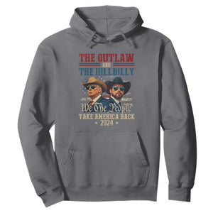 Trump Vance 2024 Hoodie The Outlaw and The Hillbilly Take America Back Retro American Flag TS02 Charcoal Print Your Wear