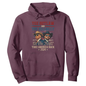 Trump Vance 2024 Hoodie The Outlaw and The Hillbilly Take America Back Retro American Flag TS02 Maroon Print Your Wear