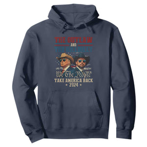 Trump Vance 2024 Hoodie The Outlaw and The Hillbilly Take America Back Retro American Flag TS02 Navy Print Your Wear