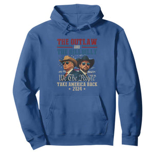 Trump Vance 2024 Hoodie The Outlaw and The Hillbilly Take America Back Retro American Flag TS02 Royal Blue Print Your Wear