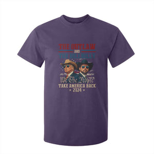 Trump Vance 2024 T Shirt For Kid The Outlaw and The Hillbilly Take America Back Retro American Flag TS02 Purple Print Your Wear