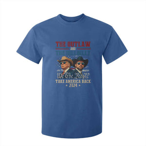 Trump Vance 2024 T Shirt For Kid The Outlaw and The Hillbilly Take America Back Retro American Flag TS02 Royal Blue Print Your Wear