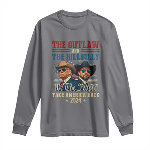 Trump Vance 2024 Long Sleeve Shirt The Outlaw and The Hillbilly Take America Back Retro American Flag TS02 Charcoal Print Your Wear