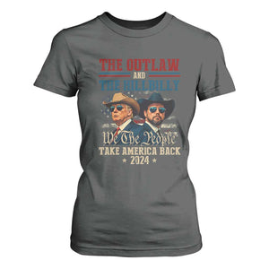 Trump Vance 2024 T Shirt For Women The Outlaw and The Hillbilly Take America Back Retro American Flag TS02 Dark Heather Print Your Wear