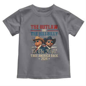 Trump Vance 2024 Toddler T Shirt The Outlaw and The Hillbilly Take America Back Retro American Flag TS02 Charcoal Print Your Wear