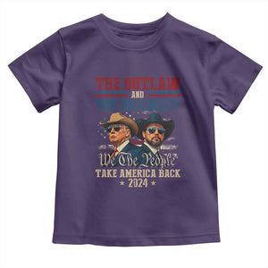 Trump Vance 2024 Toddler T Shirt The Outlaw and The Hillbilly Take America Back Retro American Flag TS02 Purple Print Your Wear