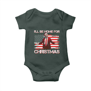 Christmas Trump Baby Onesie Ill Be Home For Xmas Retro American Flag TS02 Dark Forest Green Print Your Wear