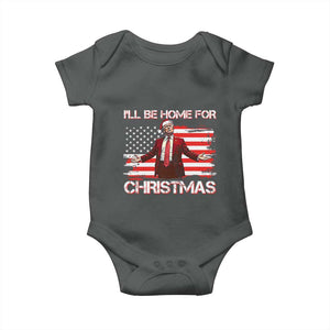 Christmas Trump Baby Onesie Ill Be Home For Xmas Retro American Flag TS02 Dark Heather Print Your Wear