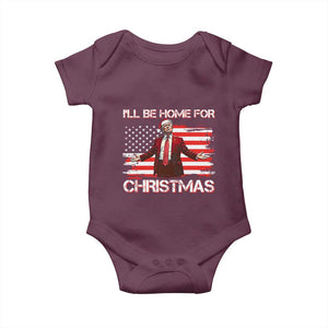 Christmas Trump Baby Onesie Ill Be Home For Xmas Retro American Flag TS02 Maroon Print Your Wear