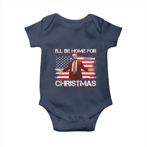 Christmas Trump Baby Onesie Ill Be Home For Xmas Retro American Flag TS02 Navy Print Your Wear