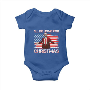 Christmas Trump Baby Onesie Ill Be Home For Xmas Retro American Flag TS02 Royal Blue Print Your Wear