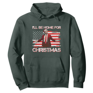 Christmas Trump Hoodie Ill Be Home For Xmas Retro American Flag TS02 Dark Forest Green Print Your Wear