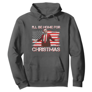 Christmas Trump Hoodie Ill Be Home For Xmas Retro American Flag TS02 Dark Heather Print Your Wear