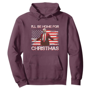 Christmas Trump Hoodie Ill Be Home For Xmas Retro American Flag TS02 Maroon Print Your Wear