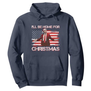 Christmas Trump Hoodie Ill Be Home For Xmas Retro American Flag TS02 Navy Print Your Wear