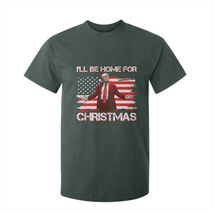 Christmas Trump T Shirt For Kid Ill Be Home For Xmas Retro American Flag TS02 Dark Forest Green Print Your Wear