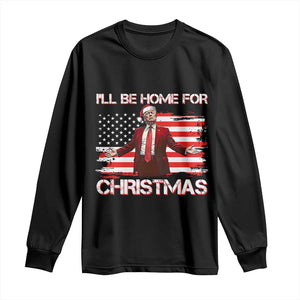 Christmas Trump Long Sleeve Shirt Ill Be Home For Xmas Retro American Flag TS02 Black Print Your Wear