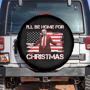 Christmas Trump Spare Tire Cover Ill Be Home For Xmas Retro American Flag TS02 No hole Black Print Your Wear