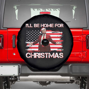 Christmas Trump Spare Tire Cover Ill Be Home For Xmas Retro American Flag TS02 Black Print Your Wear