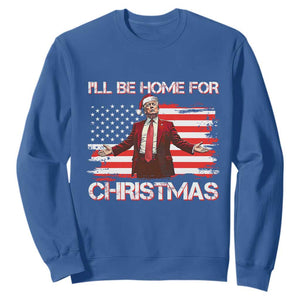 Christmas Trump Sweatshirt Ill Be Home For Xmas Retro American Flag TS02 Royal Blue Print Your Wear