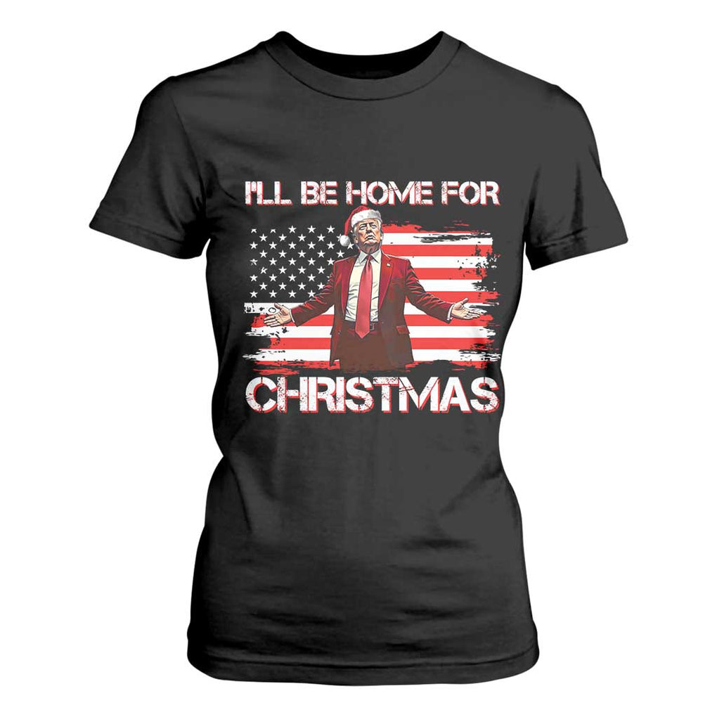 Christmas Trump T Shirt For Women Ill Be Home For Xmas Retro American Flag TS02 Black Print Your Wear