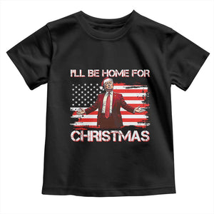 Christmas Trump Toddler T Shirt Ill Be Home For Xmas Retro American Flag TS02 Black Print Your Wear