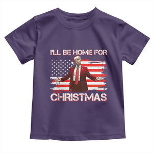 Christmas Trump Toddler T Shirt Ill Be Home For Xmas Retro American Flag TS02 Purple Print Your Wear