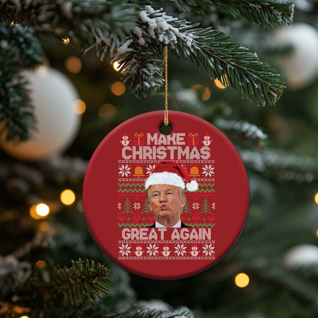 Funny Xmas Trump Christmas Ornament Make Xmas Great Again Donald Kiss Pajamas TS02 Print Your Wear