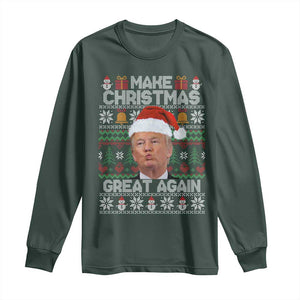 Funny Christmas Trump Long Sleeve Shirt Make Xmas Great Again Donald Kiss Pajamas TS02 Dark Forest Green Print Your Wear