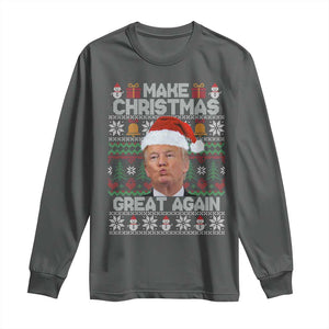 Funny Christmas Trump Long Sleeve Shirt Make Xmas Great Again Donald Kiss Pajamas TS02 Dark Heather Print Your Wear