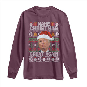 Funny Christmas Trump Long Sleeve Shirt Make Xmas Great Again Donald Kiss Pajamas TS02 Maroon Print Your Wear