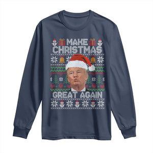 Funny Christmas Trump Long Sleeve Shirt Make Xmas Great Again Donald Kiss Pajamas TS02 Navy Print Your Wear