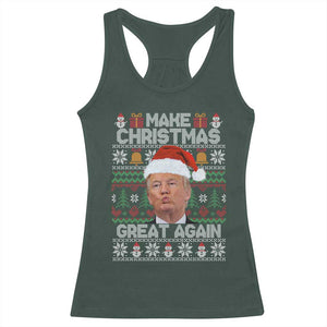 Funny Christmas Trump Racerback Tank Top Make Xmas Great Again Donald Kiss Pajamas TS02 Dark Forest Green Print Your Wear