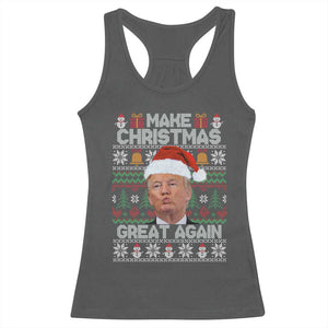 Funny Christmas Trump Racerback Tank Top Make Xmas Great Again Donald Kiss Pajamas TS02 Dark Heather Print Your Wear