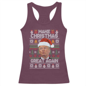 Funny Christmas Trump Racerback Tank Top Make Xmas Great Again Donald Kiss Pajamas TS02 Maroon Print Your Wear