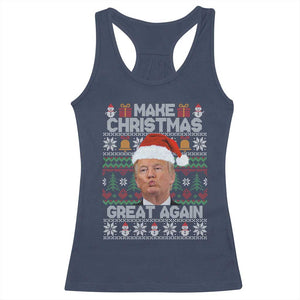 Funny Christmas Trump Racerback Tank Top Make Xmas Great Again Donald Kiss Pajamas TS02 Navy Print Your Wear