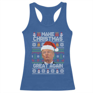 Funny Christmas Trump Racerback Tank Top Make Xmas Great Again Donald Kiss Pajamas TS02 Royal Blue Print Your Wear